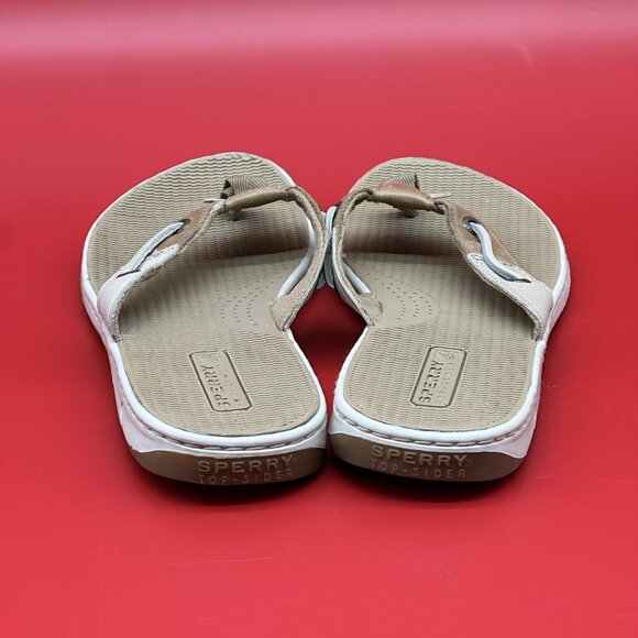 Sperry TopSider Seafish Beige Leather Thong Sandals Flip Flops Women's Size 9.5M - Picture 5 of 8